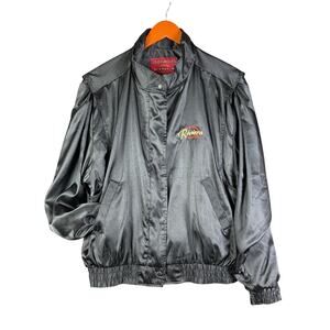 Riviera Hotel + Casino Satin Jacket Vintage 80s Black Mens‎ Medium Las Vegas EUC